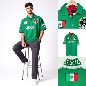 Absolute Rebellion Polo Word Cup Brasil 2014 Mexico Short Sleeve Stretch
